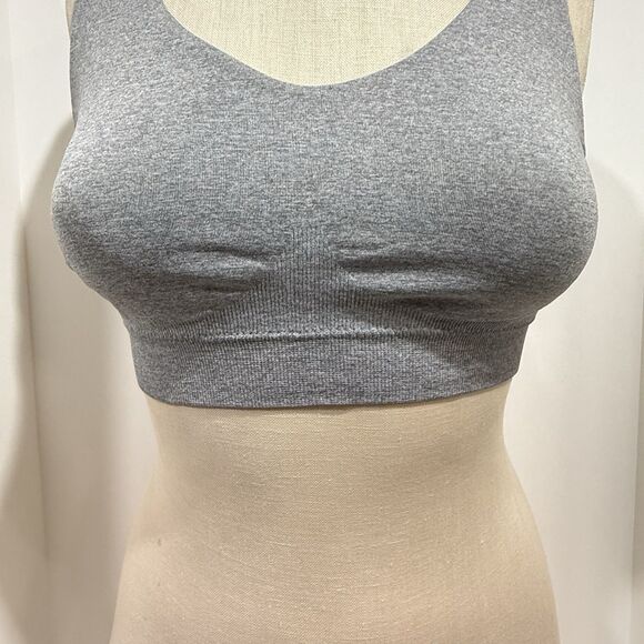 Pro-Fit Womens Seamless Knotted Sports Bra gray Wireless Strappy Racerback Small - Picture 5 of 16